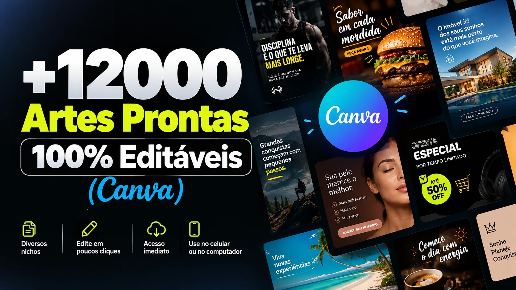 Mais de 12 mil artes editáveis no Canva