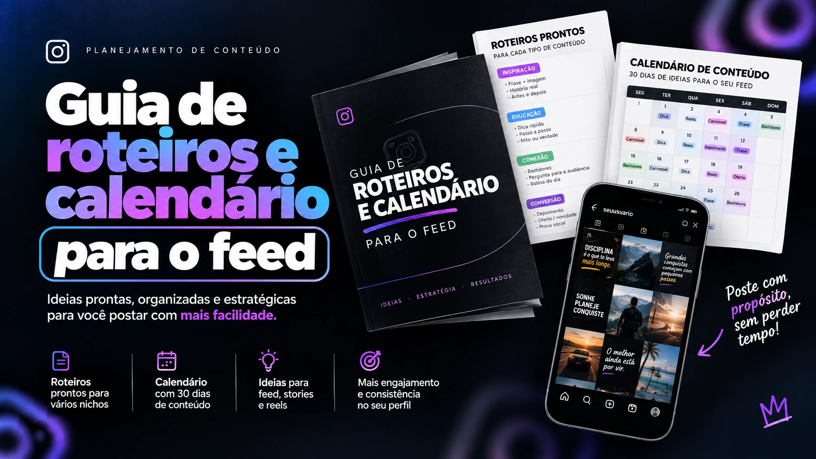 Guia de roteiros e calendário para o feed