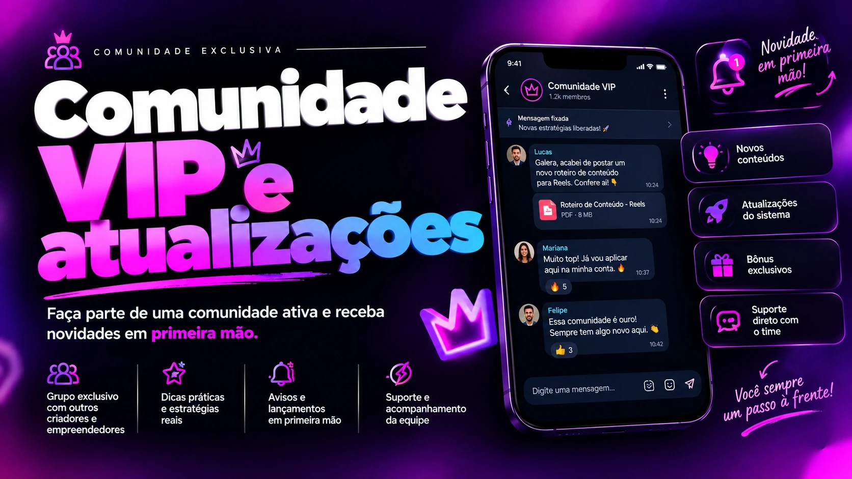 Comunidade VIP e atualizações