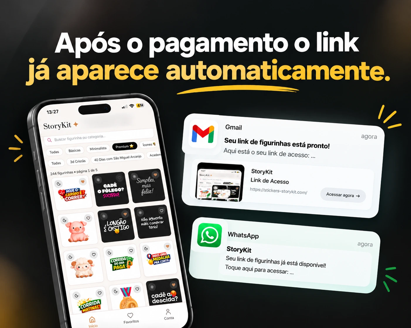 Exemplo do e-mail e da plataforma de entrega
